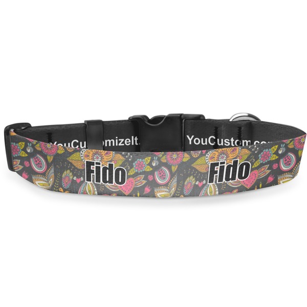Custom Birds & Butterflies Deluxe Dog Collar - Toy (6" to 8.5") (Personalized)