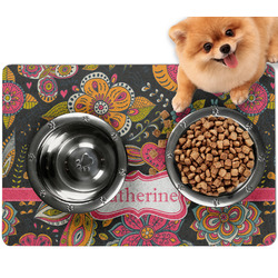 Birds & Butterflies Dog Food Mat - Small w/ Name or Text