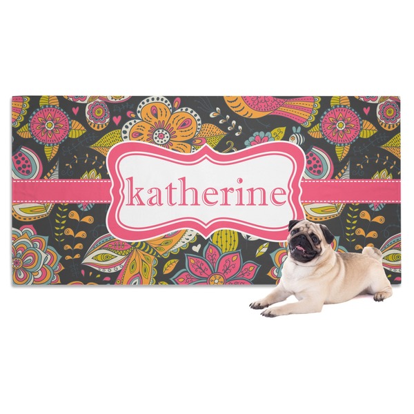 Custom Birds & Butterflies Dog Towel (Personalized)