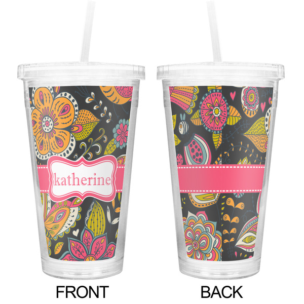 Birds & Butterflies Double Wall Tumbler with Straw - Approval