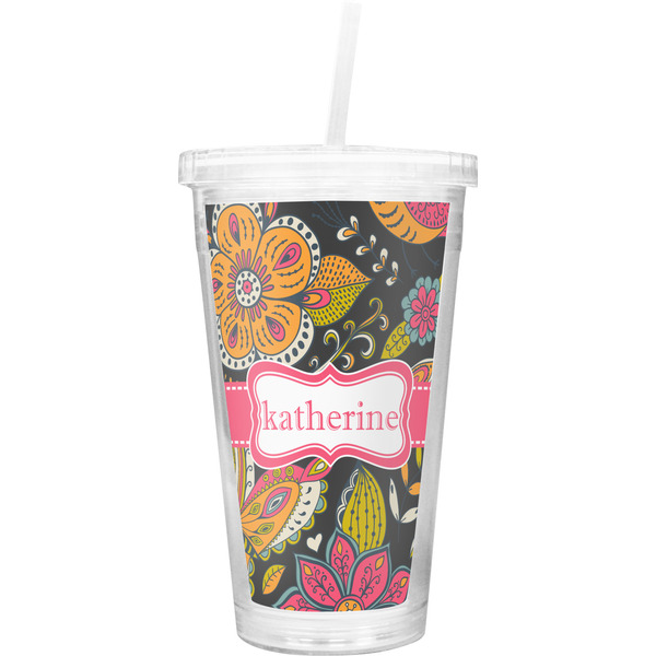 Custom Birds & Butterflies Double Wall Tumbler with Straw (Personalized)