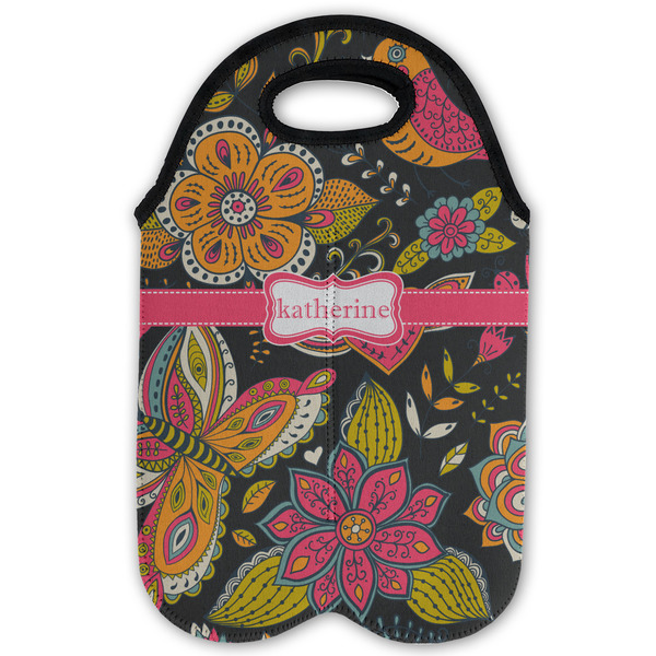 Birds & Butterflies Double Wine Tote - Flat (new)