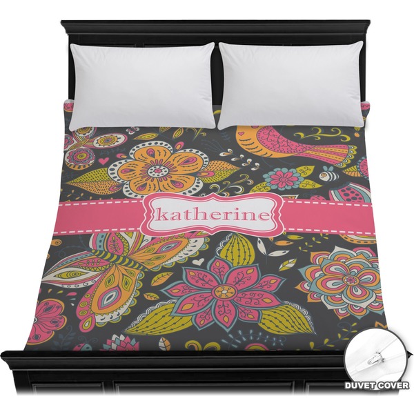 Custom Birds & Butterflies Duvet Cover - Full / Queen (Personalized)
