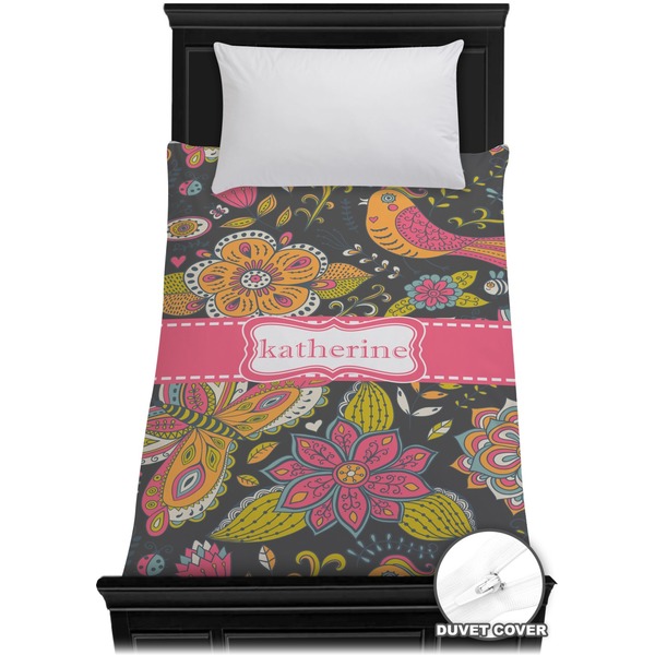 Custom Birds & Butterflies Duvet Cover - Twin (Personalized)