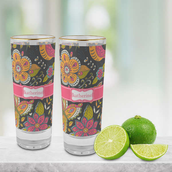 Birds & Butterflies Glass Shot Glass - 2 oz - LIFESTYLE