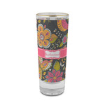 Birds & Butterflies 2 oz Shot Glass -  Glass with Gold Rim - Set of 4 (Personalized)