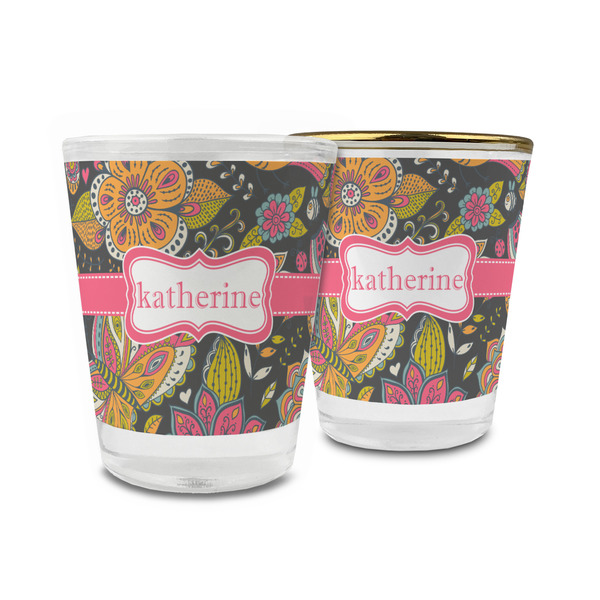 Custom Birds & Butterflies Glass Shot Glass - 1.5 oz (Personalized)