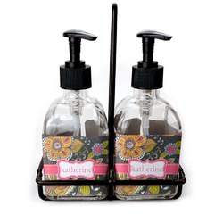 Birds & Butterflies Glass Soap & Lotion Bottle Set (Personalized)
