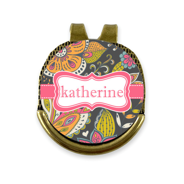 Custom Birds & Butterflies Golf Ball Marker - Hat Clip - Gold