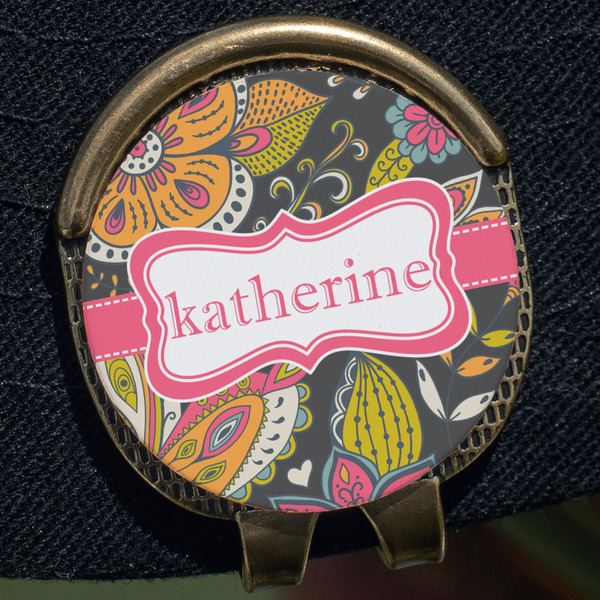 Birds & Butterflies Golf Ball Marker Hat Clip - Gold - Close Up