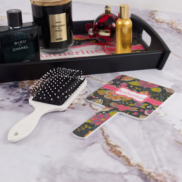 Birds & Butterflies Hand Mirror - With Hair Brush