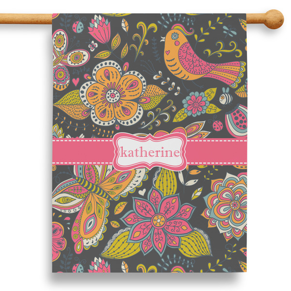 Custom Birds & Butterflies 28" House Flag - Single Sided (Personalized)