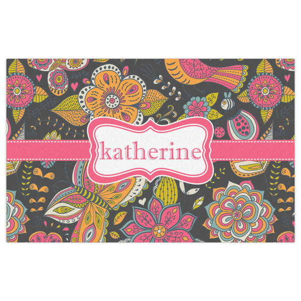 Birds & Butterflies Indoor / Outdoor Rug - 5'x8' - Front Flat