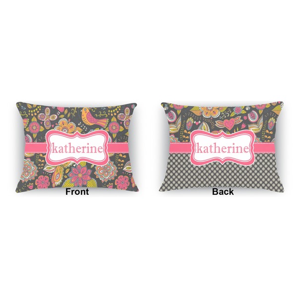 Birds & Butterflies  Indoor Rectangular Burlap Pillow (Front and Back)