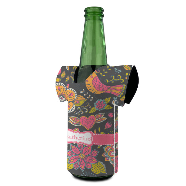 Birds & Butterflies Jersey Bottle Cooler - ANGLE (on bottle)