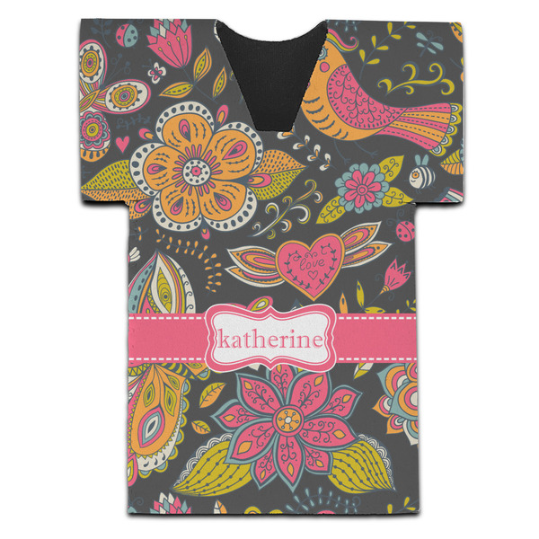 Birds & Butterflies Jersey Bottle Cooler - Set of 4 - FRONT (flat)