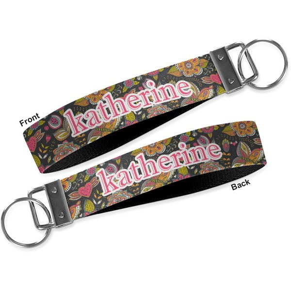 Birds & Butterflies Key-chain - Metal and Nylon - Front and Back