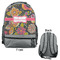 Birds & Butterflies Large Backpack - Gray - Front & Back View
