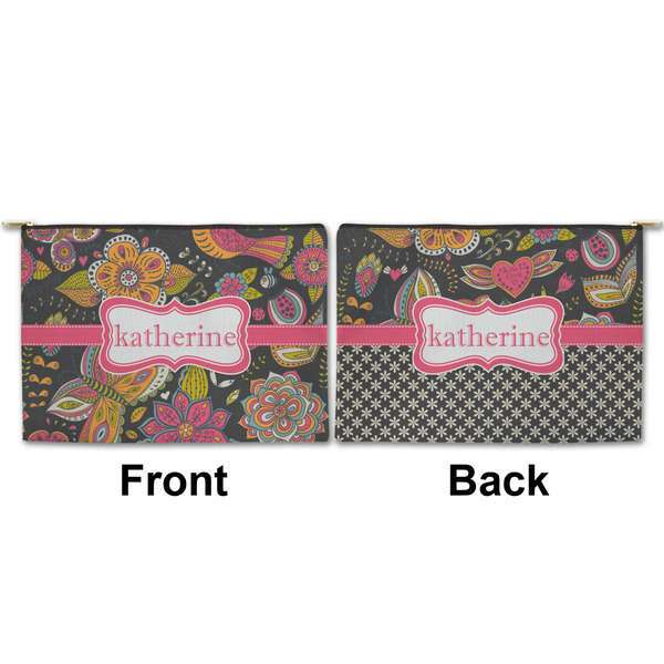 Birds & Butterflies Large Zipper Pouch Approval (Front and Back)