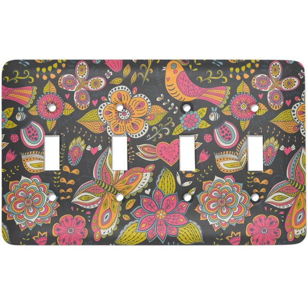 Custom Birds & Butterflies Light Switch Cover (4 Toggle Plate)