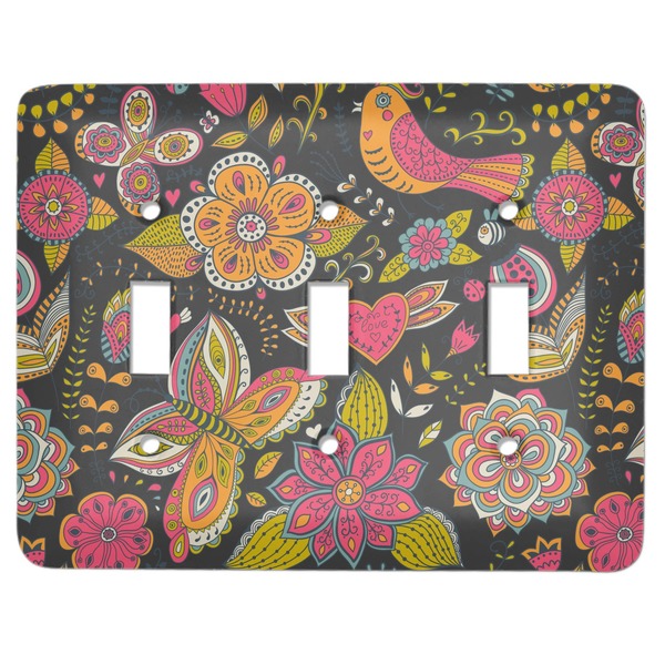 Custom Birds & Butterflies Light Switch Cover (3 Toggle Plate)