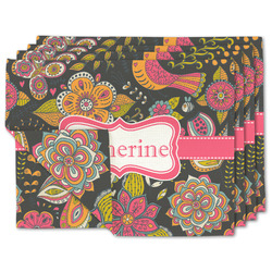 Birds & Butterflies Linen Placemat w/ Name or Text