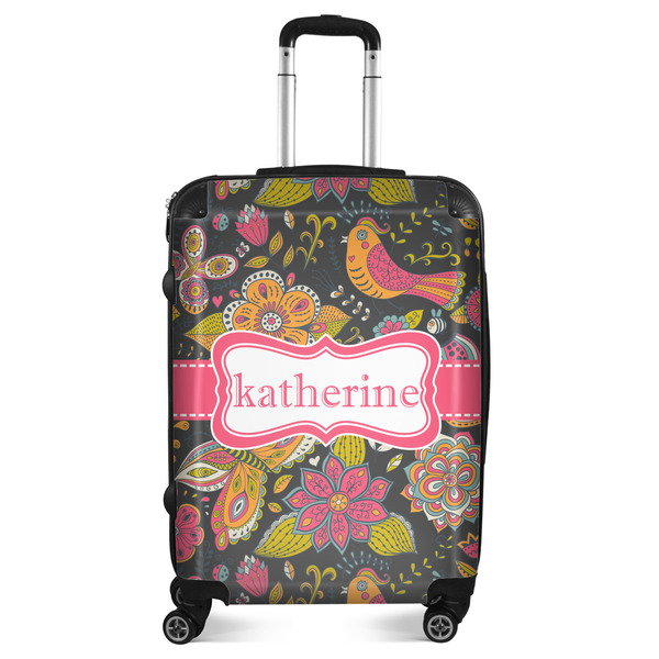 Custom Birds & Butterflies Suitcase - 24" Medium - Checked (Personalized)