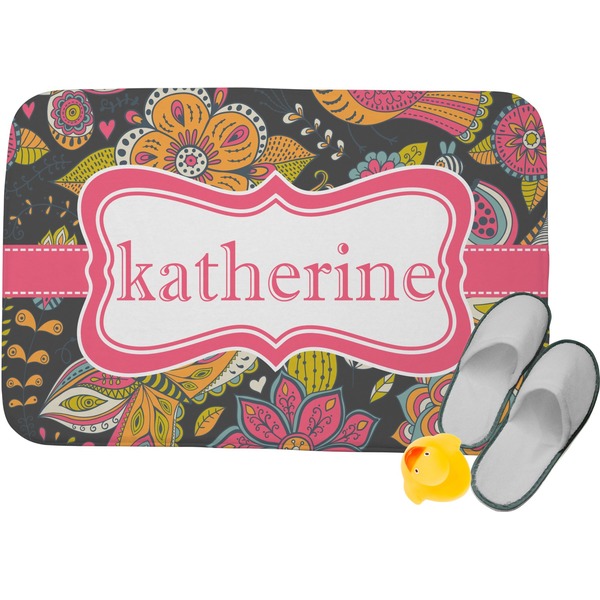 Custom Birds & Butterflies Memory Foam Bath Mat - 24"x17" (Personalized)