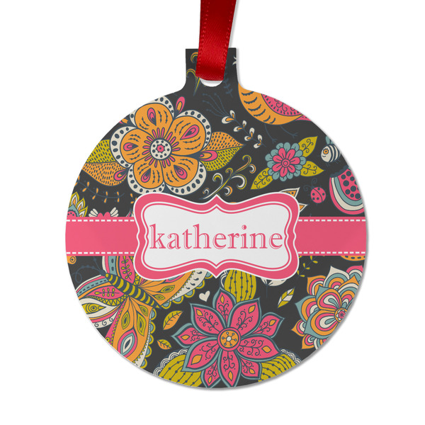 Custom Birds & Butterflies Metal Ball Ornament - Double Sided w/ Name or Text