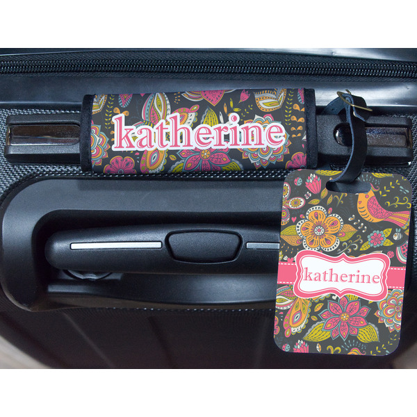 Birds & Butterflies Metal Luggage Tag & Handle Wrap - In Context