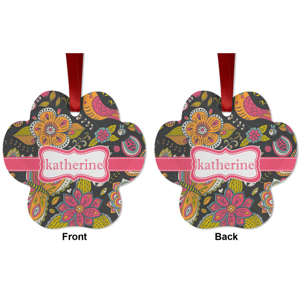 Birds & Butterflies Metal Paw Ornament - Front and Back
