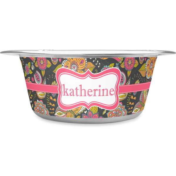 Custom Birds & Butterflies Stainless Steel Dog Bowl - Large (Personalized)