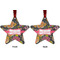 Birds & Butterflies Metal Star Ornament - Front and Back