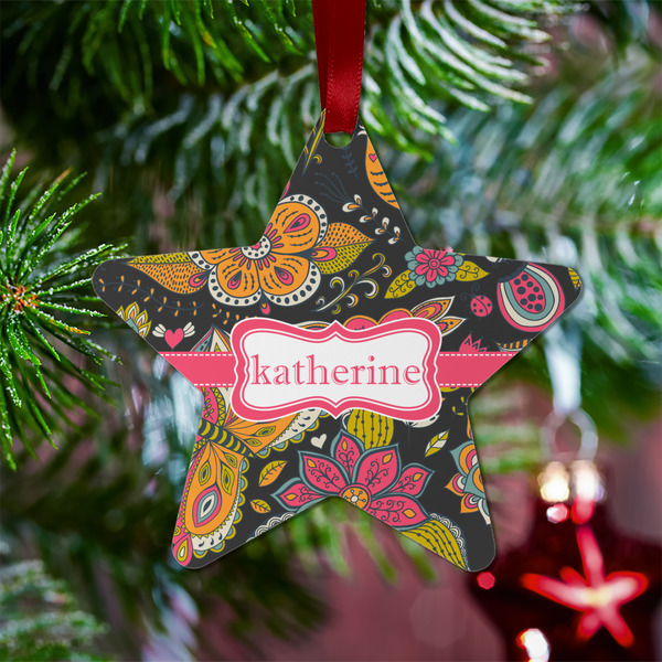 Birds & Butterflies Metal Star Ornament - Lifestyle