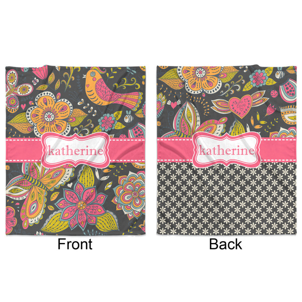 Birds & Butterflies Minky Blanket - 50"x60" - Double Sided - Front & Back