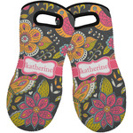 Birds & Butterflies Neoprene Oven Mitts - Set of 2 w/ Name or Text