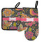 Birds & Butterflies Left Oven Mitt & Pot Holder Set w/ Name or Text