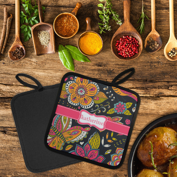 Birds & Butterflies Neoprene Pot Holder - Set of 2  LIFESTYLE (Flatlay)