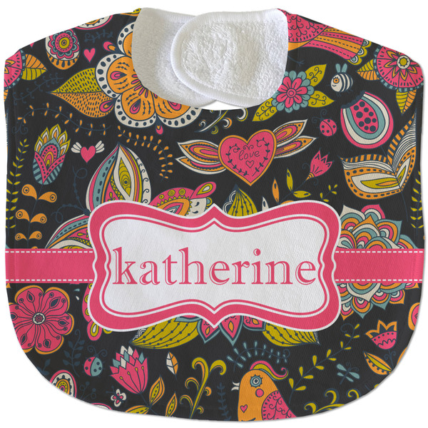 Birds & Butterflies New Baby Bib - Closed and Folded