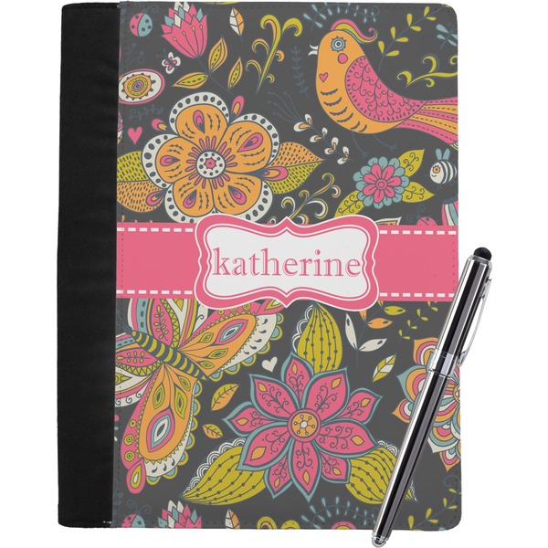 Custom Birds & Butterflies Notebook Padfolio - Large w/ Name or Text