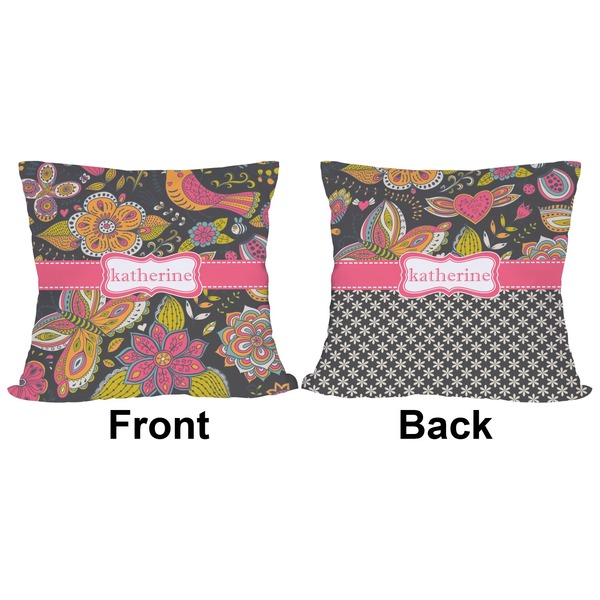 Birds & Butterflies Outdoor Pillow - 18x18