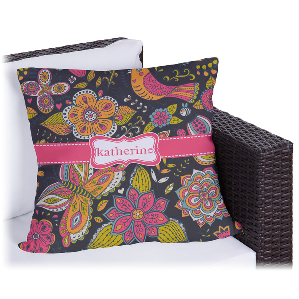 Custom Birds & Butterflies Outdoor Pillow - 16" (Personalized)