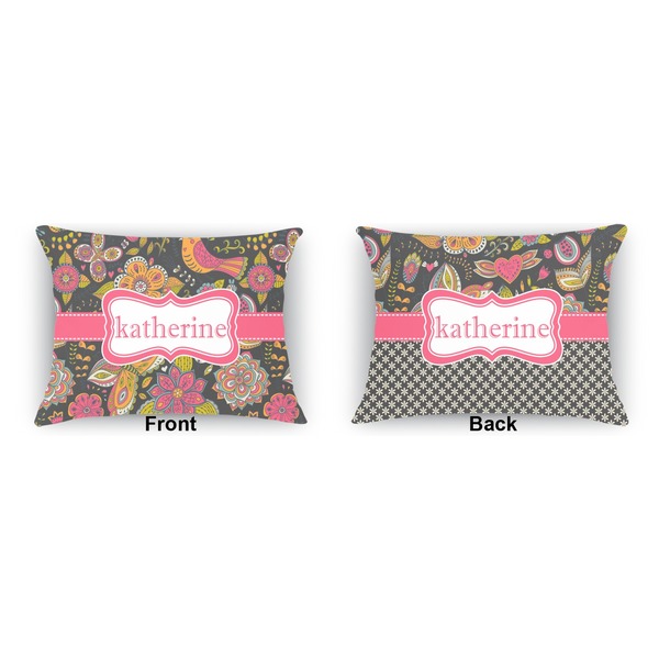 Birds & Butterflies  Outdoor Rectangular Throw Pillow (Front and Back)