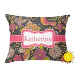 Birds & Butterflies Outdoor Throw Pillow (Rectangular) (Personalized)