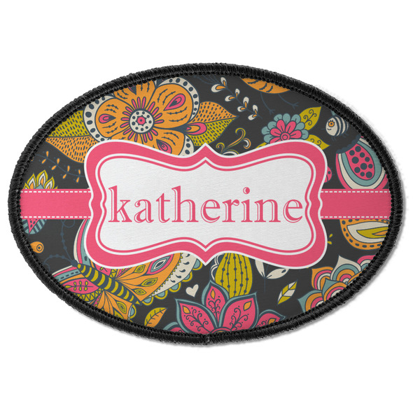 Custom Birds & Butterflies Iron On Oval Patch w/ Name or Text