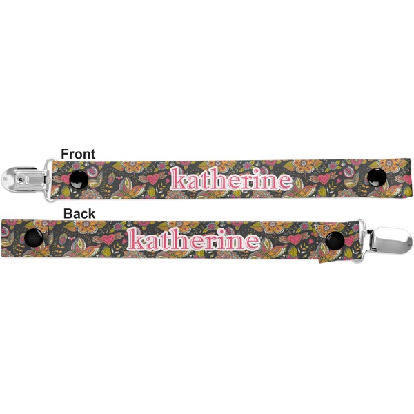 Birds & Butterflies Pacifier Clip - Front and Back