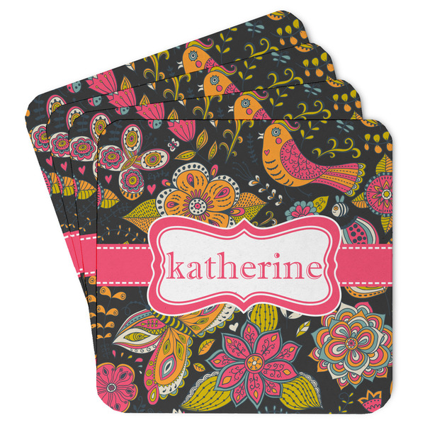 Custom Birds & Butterflies Paper Coasters w/ Name or Text