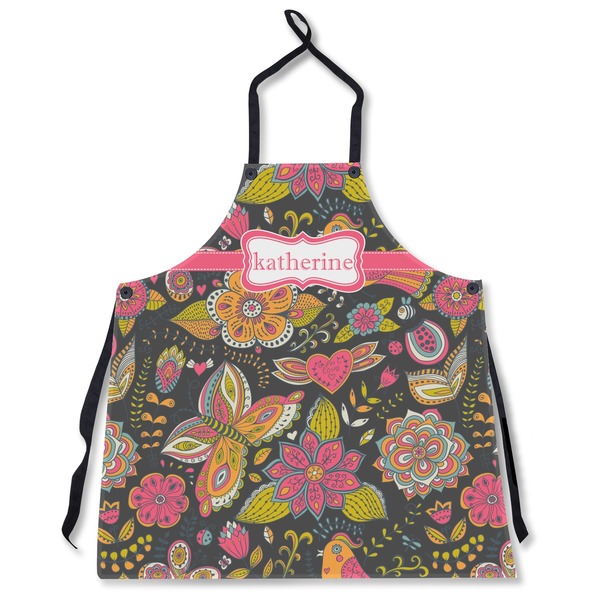 Custom Birds & Butterflies Apron Without Pockets w/ Name or Text