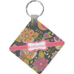 Birds & Butterflies Diamond Plastic Keychain w/ Name or Text