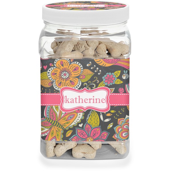 Custom Birds & Butterflies Dog Treat Jar (Personalized)
